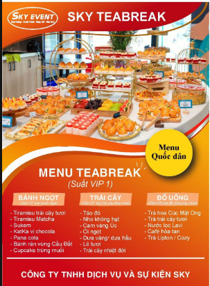 Sky Event - Top 3 thực đơn menu tiệc Teabreak được ưa chuộng nhất